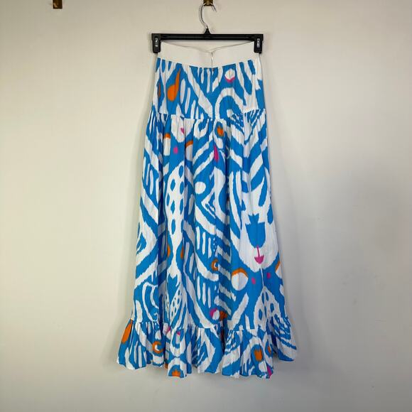 Sheridan French Tiffany Maxi Skirt In Blue Ikat Women’s Small - Picture 3 of 7